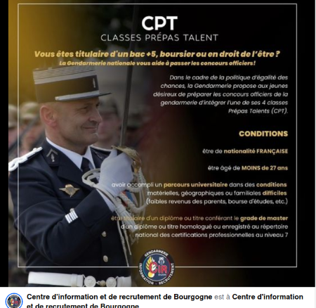 Gendarmerie - classes prépa talents - concours d'officier